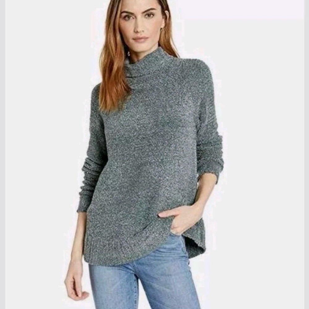 Anthropologie Lilla P Swing Turtleneck Oversized Sweater Marled XL